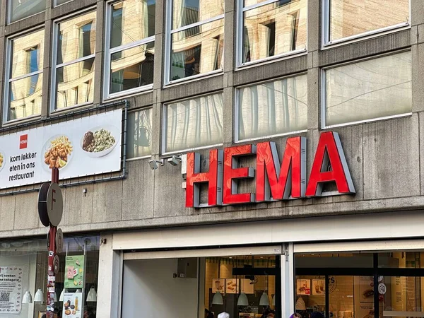 stock image The Hague, netherlands - january 23 2023: store front and sign of a store of hema a dutch low cost department store