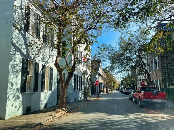 Charleston Usa November 2022 Gamla Historiska Hus Med Färgglada Fasader — Stockfoto