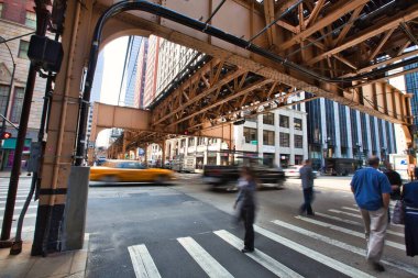 Chicago, United States - September 18 2009 : the subway in downtown is on a viaduct and called the loop clipart