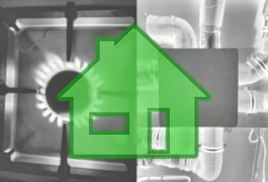Eski ve yeni ev enerjisi kullanımına karşı gaz ve modern ac sistemi