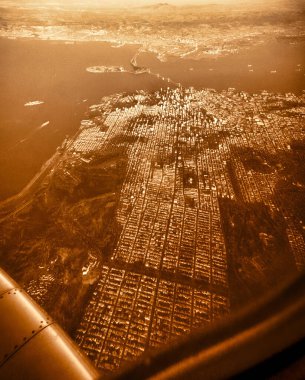 San Francisco ve Golden Gate Park 'ın temiz sokak manzaralı klasik hava manzarası.