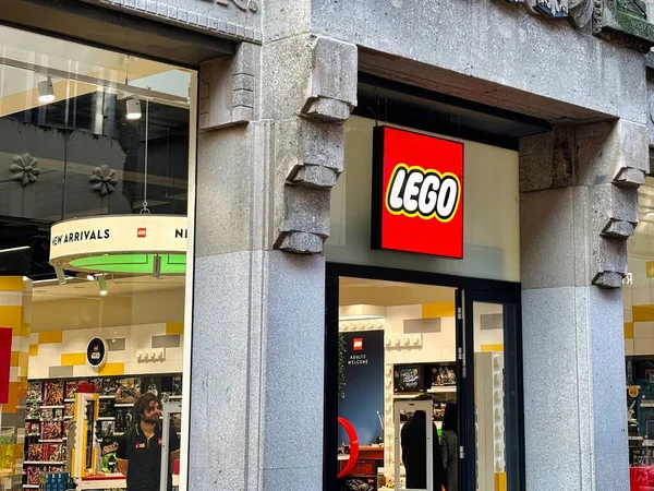 Hága Alföld 2023 Január Műanyag Játékkészítő Lego Áruház Elülső Felirata — Stock Fotó