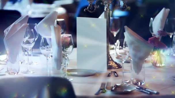 Mesa Luxo Preparado Restaurante Caro — Vídeo de Stock