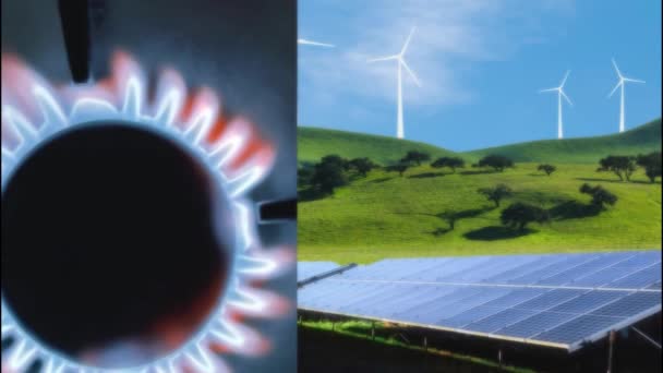 Ενεργειακή Μετάβαση Από Ορυκτά Καύσιμα Στην Πράσινη Ενέργεια — Αρχείο Βίντεο