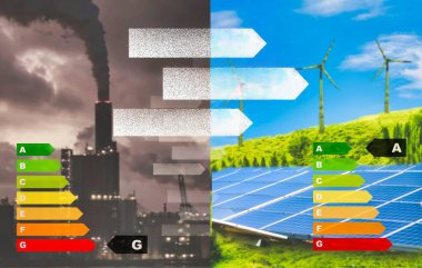 Fosil yakıttan yeşil enerjiye enerji geçişi.