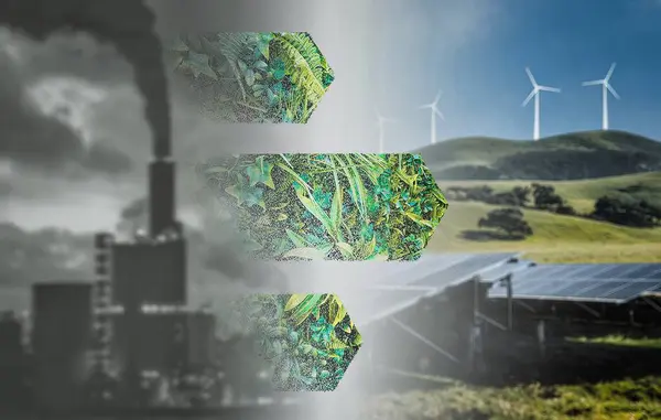 Energiomställning Från Fossila Bränslen Till Grön Energi — Stockfoto