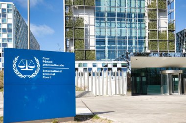 Lahey, Hollanda - 27 Mart 2023: Lahey 'deki Uluslararası Ceza Mahkemesi ICC CPI binalarının genel görünümü