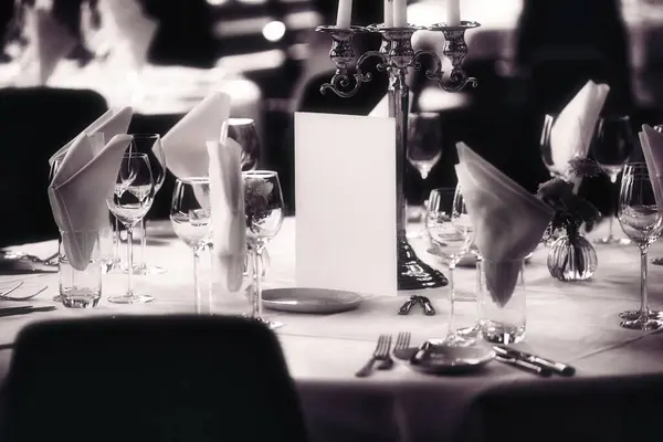prepared luxurious table at expensive restaurant