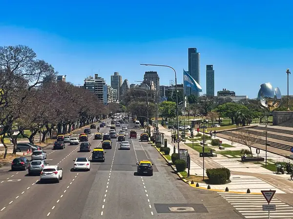 buenos aires, Argentina - 27 October 2022: cars driving on the avenida presidente figueroa alcorta into the metropolitan city