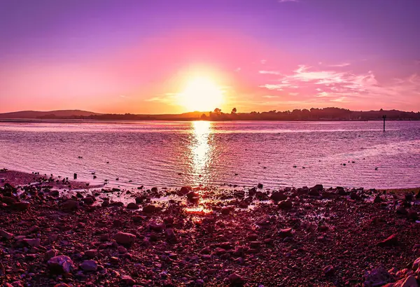 stock image Bodega bay, United States - November 12 2011 : a harbor building which has been build on a pier in Bodega bay with sunset over Point Reyes