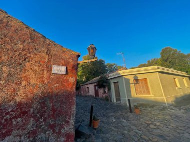 colonia del sacramento, uruguay - november 2 2022: cobble stones in a small alley in the Barrio historica of the colonial UNESCO world heritage site clipart