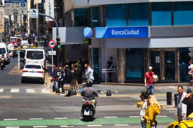 buenos aires, Argentina - 04 November 2022: the banco ciudad bank location with people in front of the entrance