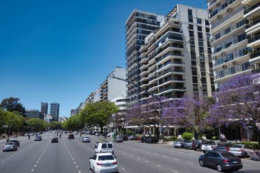 buenos aires, Argentina - 04 November 2022: cars are driving on an urban inner city highway called the avenida de Libertador