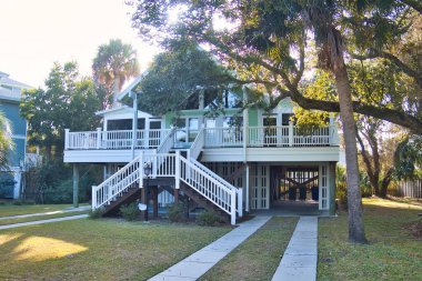 charleston, united states - november 5 2022: elegant luxurious property home or real estate in coastal neighborhood Charleston