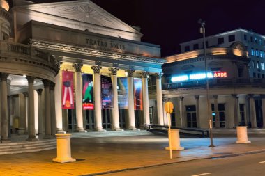 montevideo, uruguay - October 30 2022: teatro solis theater at night with illumination