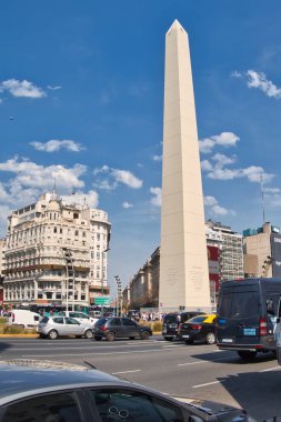 buenos aires, argentina - 28 October 2022: the world famous landmark of the city, the Obelisco on the avenida 9 de Julio downtown