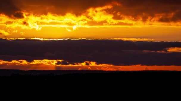 Time Lapse Bright Orange Sunset Sun Sets Clouds End Day — Wideo stockowe