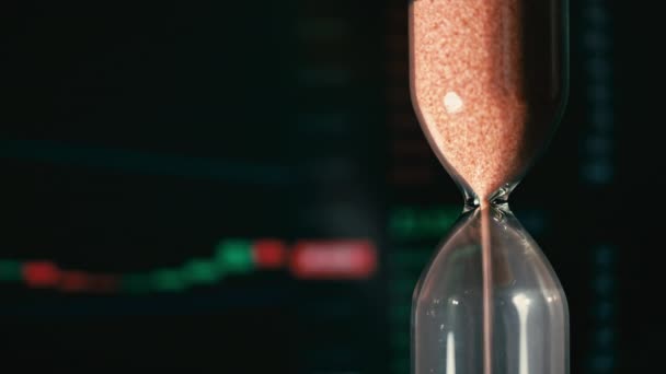 Hourglass Falling Background Crypto Exchange Close Time Money Every Minute — Vídeo de stock