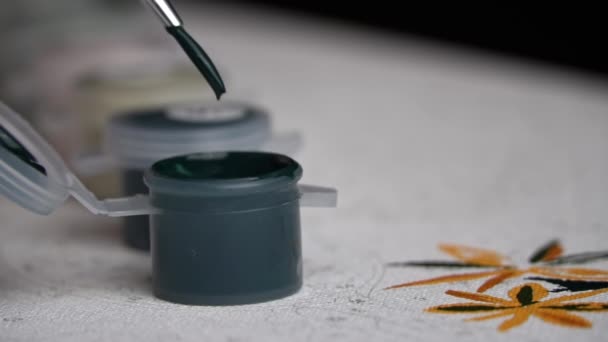 Womans Hand Draws Picture Numbers Hand Manicure Paints Empty Cells — Video