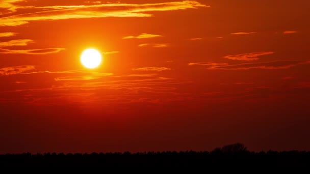 Time Lapse Bright Orange Sunset Sun Sets Clouds End Day — Stockvideo