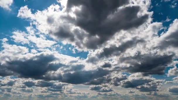 White Fluffy Clouds Slowly Float Blue Daytime Sky Timelapse Beautiful — Stock videók