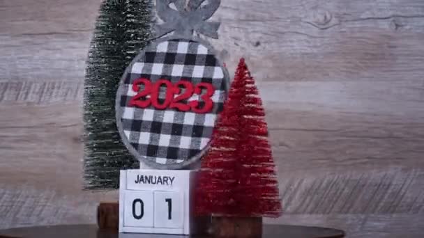 New Years Day January 1St White Wooden Calendar New Years — Stok video