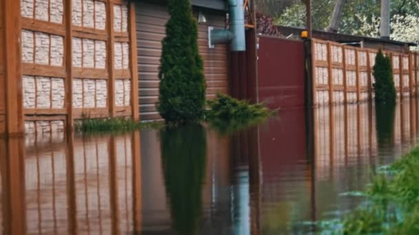 Viviendas Inundadas Derrame Ríos Inundación Por Inundación Inundación Primavera Pequeño — Vídeo de stock