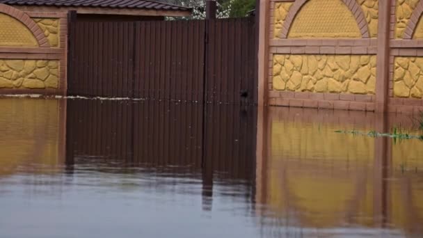 Casas Habitação Inundadas Derramamento Rios Inundação Devido Inundação Inundação Primavera — Vídeo de Stock