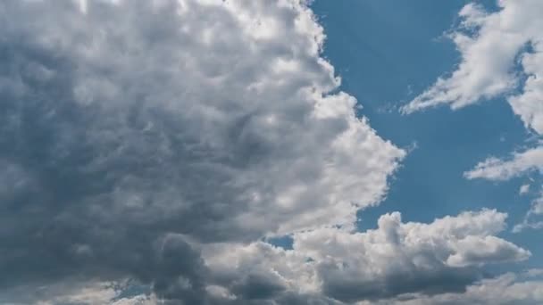 White Fluffy Clouds Slowly Float Blue Daytime Sky Timelapse Beautiful — Stok video