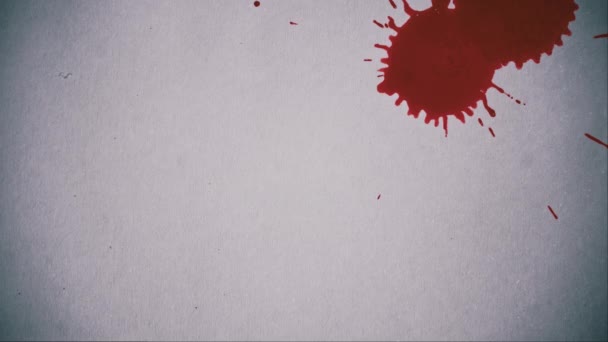 Kırmızı Lekeler Beyaz Arkaplanı Damlalarla Dolduruyor Mürekkep Beyaz Bir Yüzeye — Stok video