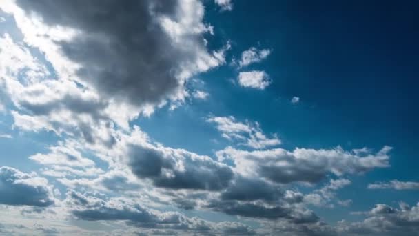 White Fluffy Clouds Slowly Float Blue Daytime Sky Timelapse Beautiful — Stock videók