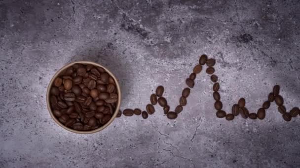 Kahve Çekirdekleri Yüzünden Kalp Atışları Hızlandı Kahve Kalbe Zararlıdır Kavrulmuş — Stok video