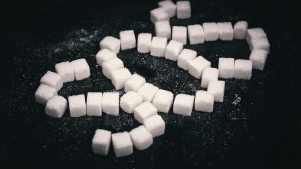 Word Sos Sugar Cubes Salvation Addiction Sweets Harmful Health Sugar — Stock Video