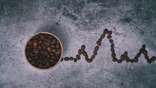 Kávébab Idő Kihagyása Kávé Káros Szívre Sült Aromás Barna Kávébab — Stock videók