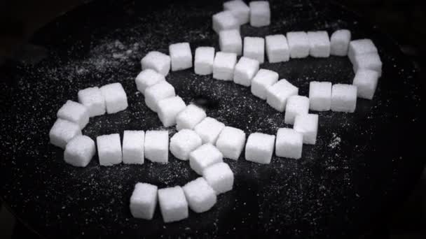 Şeker Küplerinden Sos Kelimesi Bağımlılıktan Kurtulmak Için Tatlılar Sağlığa Zararlıdır — Stok video