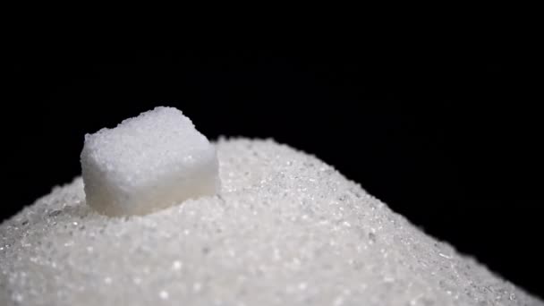 Vita Sockerbitar Faller Slow Motion Sötsaker Skadliga För Hälsan Sockerberoende — Stockvideo