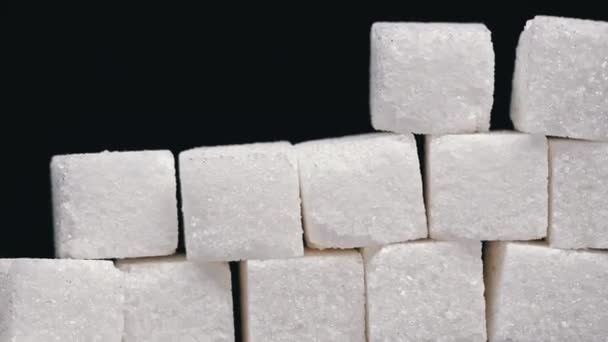Zeitraffer Reihen Sich Zuckerwürfel Einem Turm Aneinander Süßigkeiten Sind Gesundheitsschädlich — Stockvideo