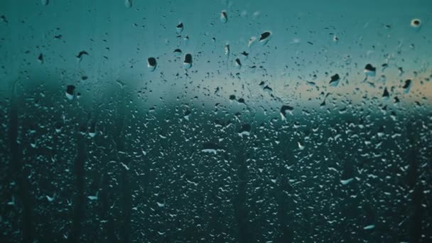 Який Шепіт Дощу Сутінках Краплі Яко Чіпляються Вікно Дні Закінчуються — стокове відео