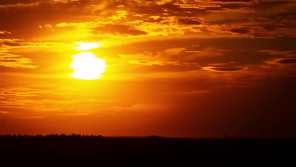 Lapso Tiempo Puesta Del Sol Naranja Dorado Cielo Nublado Nubes — Vídeos de Stock