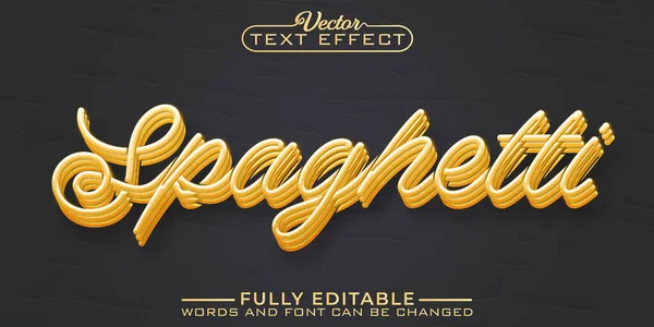 Spagetti Makarna Vektörü Düzenlenebilir Metin Efekti Şablonu