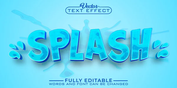 Goccia Acqua Del Fumetto Splash Vector Editable Text Effect Template — Vettoriale Stock