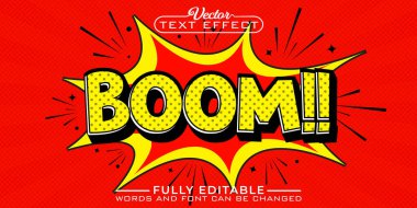 Pop Art Boom Vektör Düzenlenebilir Metin Efekti Şablonu