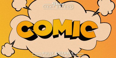 Çizgi Roman Vektörü Düzenlenebilir Metin Efekti Şablonu