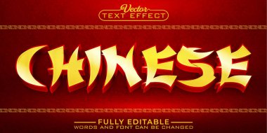 Altın Çince Vektör Düzenlenebilir Metin Şablonu