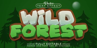 Çizgi film Vahşi Orman Vektörü Düzenlenebilir Metin Efekti Şablonu