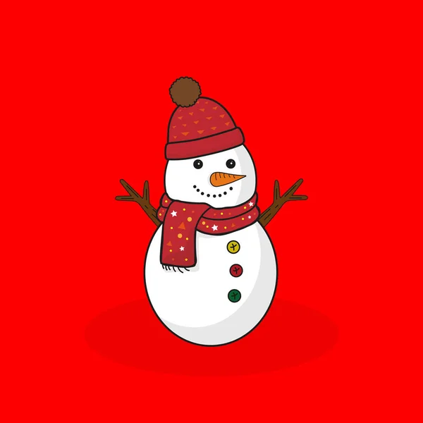 Cartoon Snowman Vector Editable Colorful Drawing Illustration — Stock Vector