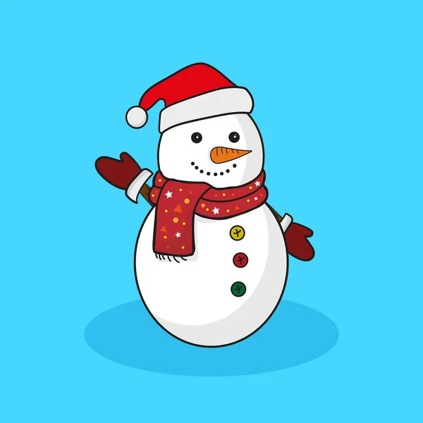 Cartoon Snowman Vector Bewerkbare Kleurrijke Tekening Illustratie — Stockvector