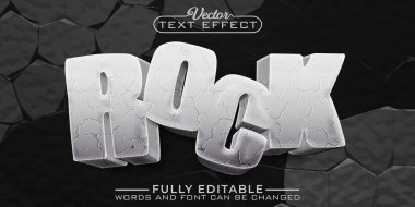 Cartoon Gray Rock Vector Editable Text Effect Template clipart