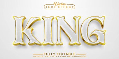 White and Golden King Vector Editable Text Effect Template clipart