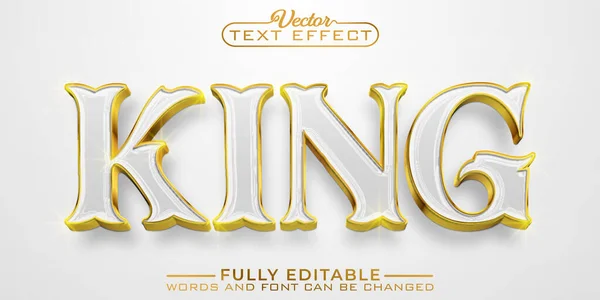 Plantilla Efectos Texto Editable Vector Blanco Dorado King — Vector de stock
